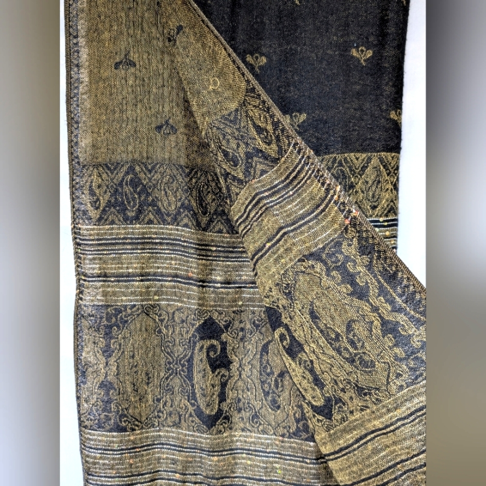 Large Black Scarf With Sequins